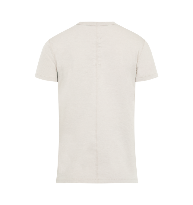 Image 2 of 2 - WHITE - RICK OWENS Cropped Level T featuring a shrunken cropped silhouette, crewneck, short sleeves and pulls over. 30% viscose, 30% nylon, 20% angora, 20% wool. Made in Italy. 
