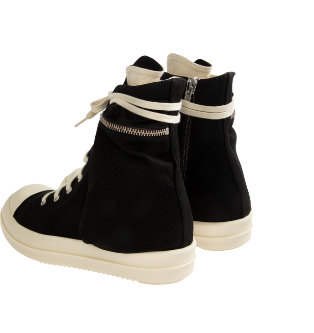 Image 3 of 5 - BLACK - DRKSHDW Cargo Sneaks Sneakers featuring cotton upper with rubber sole, lace-up front and side zip closure, calfskin leather toe cap and side cargo pocket with zip closure. Made in Italy. 