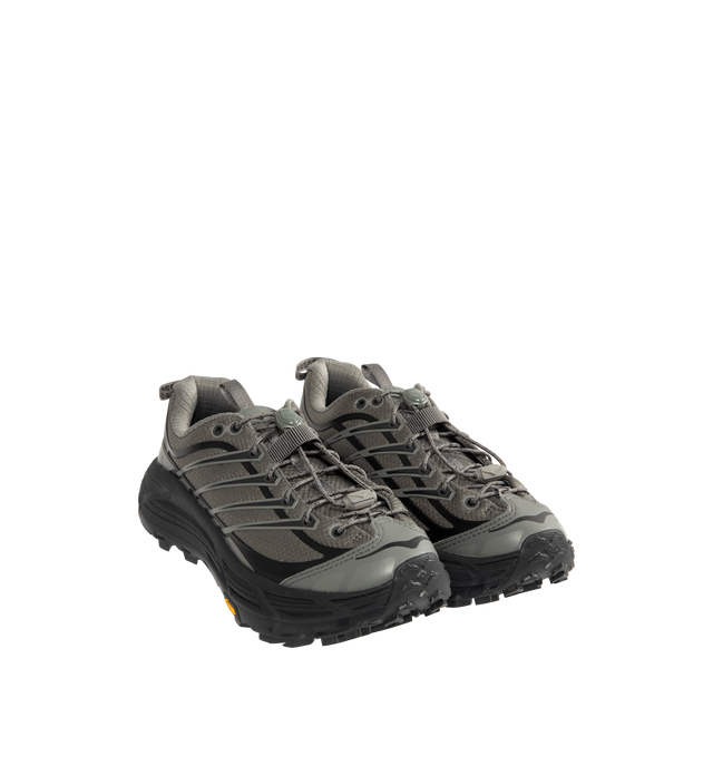 Image 2 of 5 - GREY - HOKA Mafate Three2 Sneaker featuring quick lace system, internal gusset, mesh upper with hot melt overlays, compression molded EVA midsole and Vibram Megagrip outsole. 