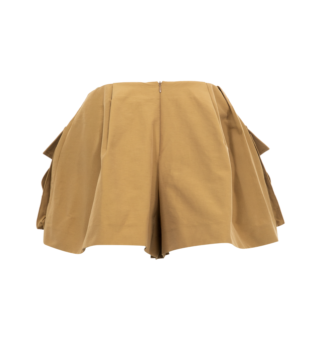 Image 2 of 2 - YELLOW - SACAI Grosgrain Shorts featuring back zipper closure, side cargo pockets with flap and pleats. 60% cotton, 40% nylon. 