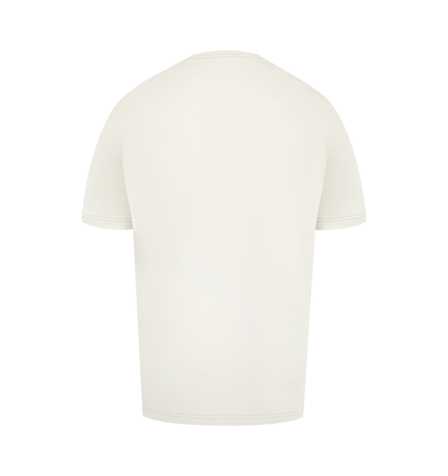 Image 2 of 2 - WHITE - LEMAIRE Boxy Short Sleeve T-Shirt featuring boxy fit, short sleeves, chest patch pocket and contrast stitching. 70% cotton, 30% linen. Made in Portugal. 