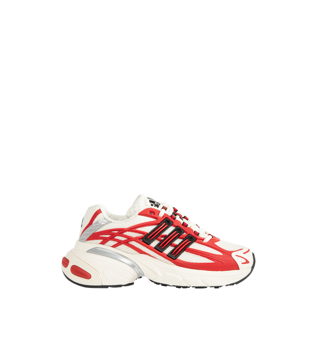 Image 1 of 5 - RED - Adidas Mens Adistar XLG 2.0 Shoes are crafted from textile. Features a regular fit, lace-up closure, textile sockliner, rubber outsole, RPU molded cage, reflective details, and ADIPRENE cushioning. Upper: Textile; Sockliner: Textile; Outsole: Rubber. Made in Vietnam. 