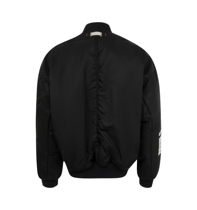 Image 2 of 4 - BLACK - B1 ARCHIVE Cropped Bomber featuring oversized fit, cropped length, stand collar, front zip closure and zip sleeve pocket. 100% polyester.  