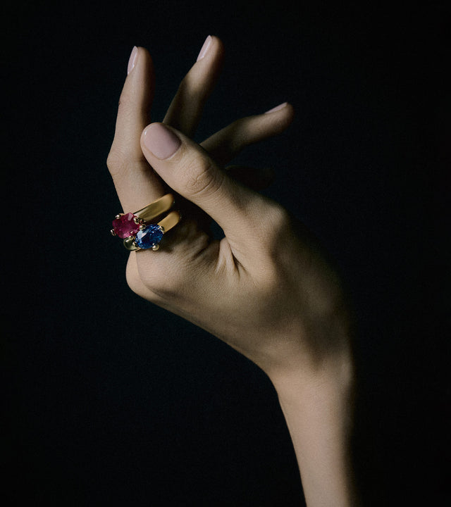Uniform Object ruby ring and sapphire ring 