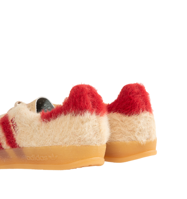 Image 3 of 5 - NEUTRAL - ADIDAS Gazelle Indoor Sneaker featuring regular fit, laces, leather and textile upper, crafted with a premium engineered knit that mimics a mohair look, 3-Stripes branding and lateral and tongue sign-offs, synthetic textile sockliner and translucent gum sole. 