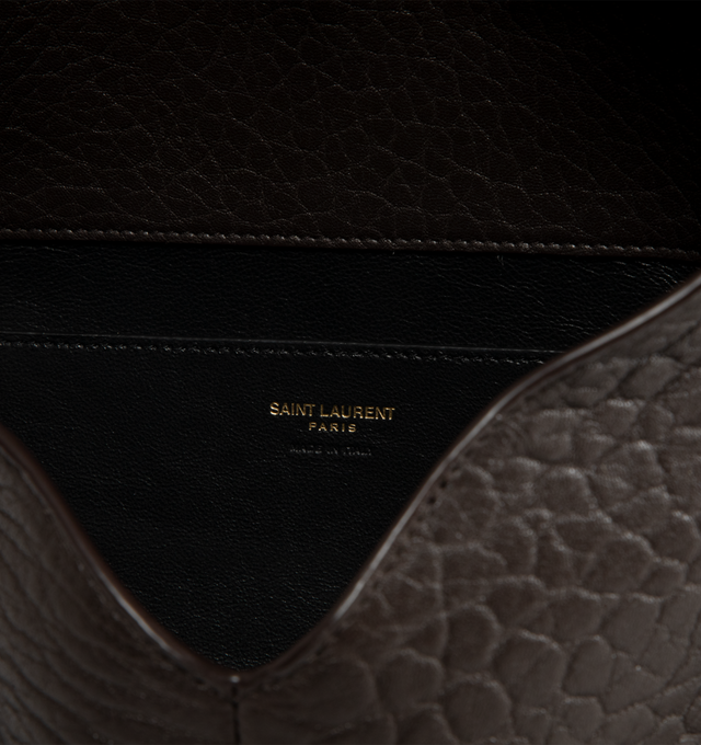 Image 3 of 3 - BROWN - Saint Laurent Women's Large Envelope Pouch featuring front flap, origami construction, magnetic snap closure and one main compartment. 11.6 X 7.1 X 1.8 inches. 90% lambskin, 10% metal. Made in Italy 