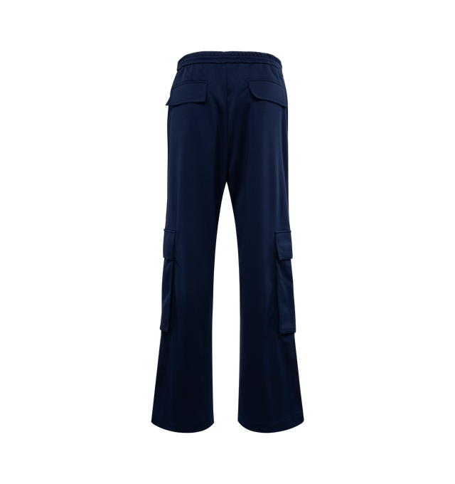 Image 2 of 3 - BLUE - LOEWE Cargo Tracksuit Trousers featuring regular fit, mid waist, loose leg, elasticated waistband with drawstring, welt pockets, cargo pockets, rear flap pockets with concealed snaps, herringbone tape at the sides and anagram embroidery placed at the front. 100% polyester. Made in Italy. 