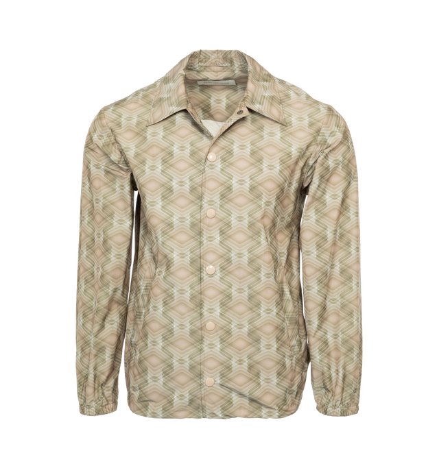 Image 1 of 3 - NEUTRAL - DRIES VAN NOTEN Classic Jacket featuring slip pockets, elasticated cuffs, press stud front and print throughout. 58% polyamide, 42% cotton. 