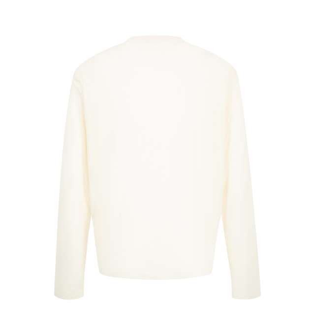 Image 2 of 2 - WHITE - Merz b. Schwanen Men's Premium Cotton-Cashmere Longsleeve is crafted from a lightweight blend of organic cotton and cashmere and features a timeless silhouette designed for effortless everyday wear. Combining the softness of cashmere with the breathability of organic cotton, this refined long-sleeve style is ideal for layering or wearing on its own through cooler seasons. Main Material: 70% Organic Cotton, 30% Cashmere.  