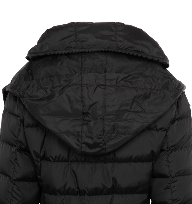 Image 3 of 3 - BLACK - MONCLER Flammette Long Coat featuring nylon technique lining, down-filled, pull-out hood, zipper closure and zipped pockets. 100% polyamide/nylon. Padding: 90% down, 10% feather. 