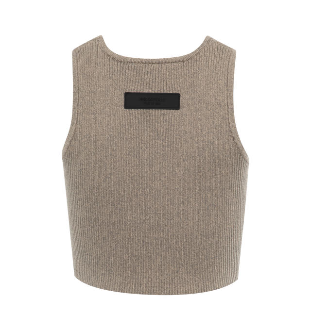 Image 2 of 2 - GREY - FEAR OF GOD ESSENTIALS Sport Tank featuring rib knit, crew neck, sleeveless, cropped and rubberised logo on back. 60% cotton, 40% polyester. 