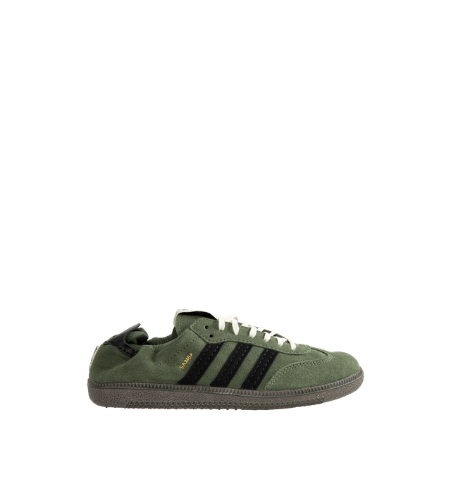 Image 1 of 5 - GREEN - Adidas Originals Men's Samba OG SFTM Shoes are crafted from premium leather and feature a classic low-profile silhouette with lace-up fastening and signature Samba styling. Designed with a smooth textile and synthetic lining for comfort and a durable rubber outsole for everyday traction, this versatile sneaker blends timeless sport heritage with contemporary appeal. Main Material: Leather Upper. Lining: Textile and Synthetic Materials. Outsole: Rubber.  