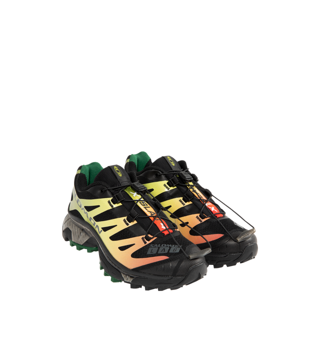Image 2 of 5 - BLACK - SALOMON XT-4 OG Sneaker featuring Mud Contagrip, Agile Chassis Skeleton, anti-debris Mesh, single layer mesh, abrasion-resistant TPU material, textile lining, lace pocket, sensiFIT, molded OrthoLite sockliner and quickLACE. 