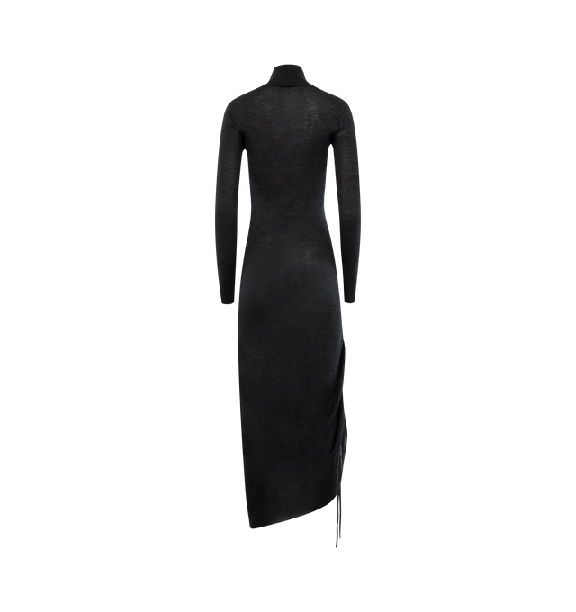 Image 2 of 2 - BLACK - ALAIA Draped Jersey Dress featuring midi length, high collar and long sleeves, framis finishing, invisible zipper at the back, integrated body and made from stretch jersey. 96% viscose, 4% elastane. Made in Italy. 