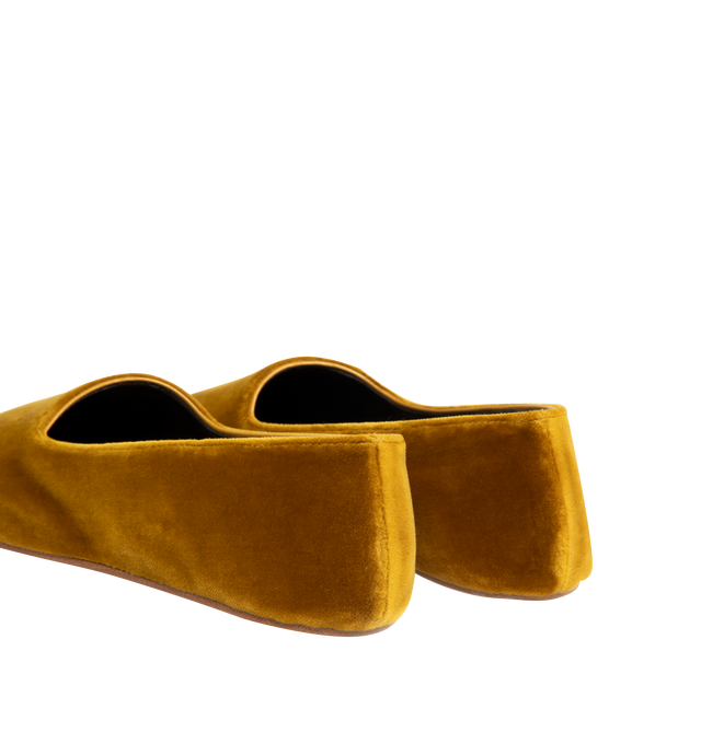Image 3 of 4 - YELLOW - THE ROW Ponti Slipper featuring minimal slip-on shoe in plush velvet with round toe, leather lining and flexible leather sole. 100% cotton. Made in Italy. 