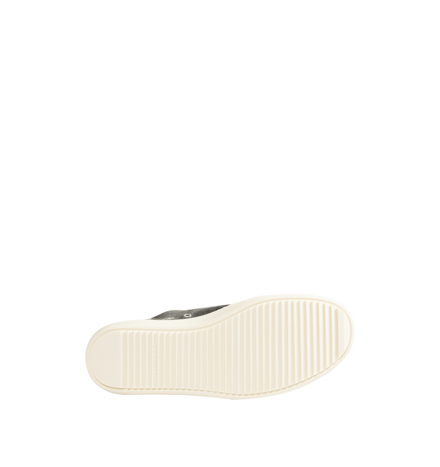 Image 4 of 5 - GREY - Rick Owens Men's DRKSHDW Low Top Sneaks Sneakers featuring canvas trainers with a rounded toe, tonal laces, contrast chunky sole, and contrast toe cap. Main Materials: Canvas textile. Rubber sole. Made in Italy. 