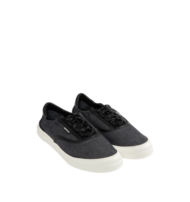Image 2 of 5 - BLUE - Moncler Men's Vera Leisure Sneakers featuring a denim textile upper, leather lining, lace-up and rubber sole. Sole height 2.4 cm. Made in Italy. 