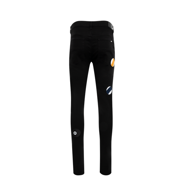 Image 2 of 3 - BLACK - Amiri Pool Ball Skinny Jeans are a 5-pocket style with pool ball appliques. Made in USA.  