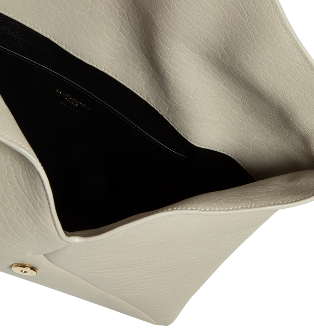 Image 3 of 3 - WHITE - SAINT LAURENT Large Envelope Pouch featuring front flap, origami construction, magnetic snap closure and one main compartment. 11.6 X 7.1 X 1.8 inches. 90% lambskin, 10% metal.  