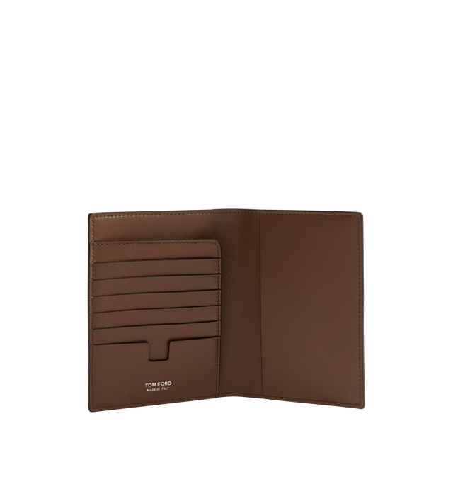 Image 3 of 3 - BROWN - Tom Ford Passport Holder is crafted from soft grain calf leather and features the signature elongated T detail. This designer combines refined craftsmanship with elevated functionality for daily use. Main Material: 100% Calf Leather. Made in Italy. 