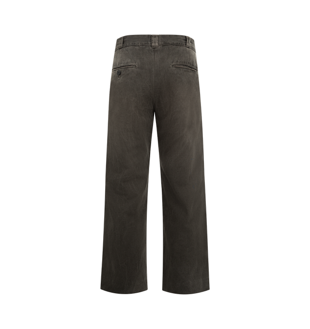Image 2 of 3 - BLACK - ENFANTS RICHES DEPRIMES Soso's Repaired Trousers featuring zip fly button closure, belt loops at waistband, welt pockets at sides and back, heavy distressing throughout and vintage wash pocket. Cotton linen twill. 