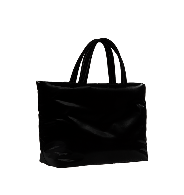 Image 2 of 3 - BLACK - SAINT LAURENT Silktech Canvas Tote featuring embossed logo, leather lining, matte black hardware and one zip pocket. 16.1/19.7 X 13.4 X 6.7 inches. 95% polyamide, 3% calfskin leather, 2% brass. 