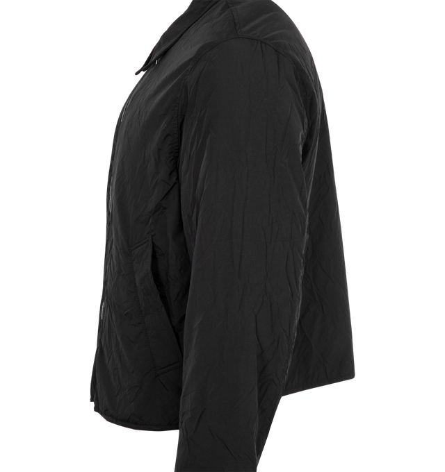 Image 3 of 3 - BLACK - OUR LEGACY Slight Jacket featuring thermore-insulated crinkled nylon-blend, water-repellent, pointed collar, zip closure, welt pockets, welt pocket at interior and full satin lining. 58% polyamide, 42% polyester. Fill: 100% polyester. Lining: 55% viscose, 45% acetate. Made in Bulgaria. 