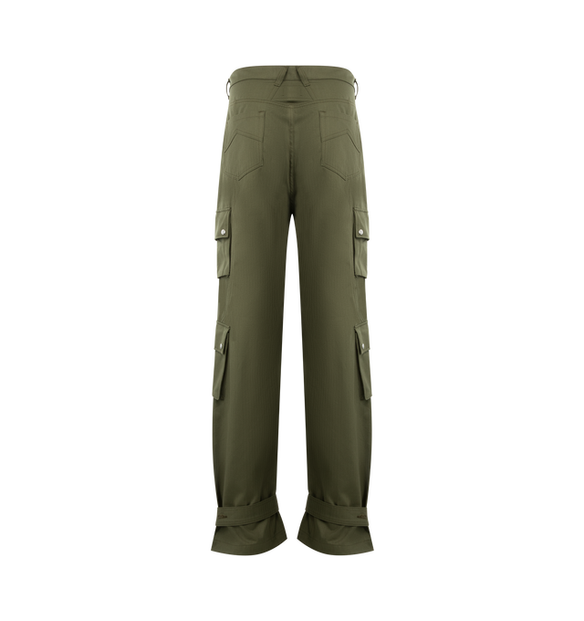 Image 2 of 4 - GREEN - RHUDE Desert Cargo Pants featuring relaxed fit, custom Rhude pill hardware, twin patch cargo pockets, pockets at front thighs and twin back custom pockets. 100% cotton twill. 