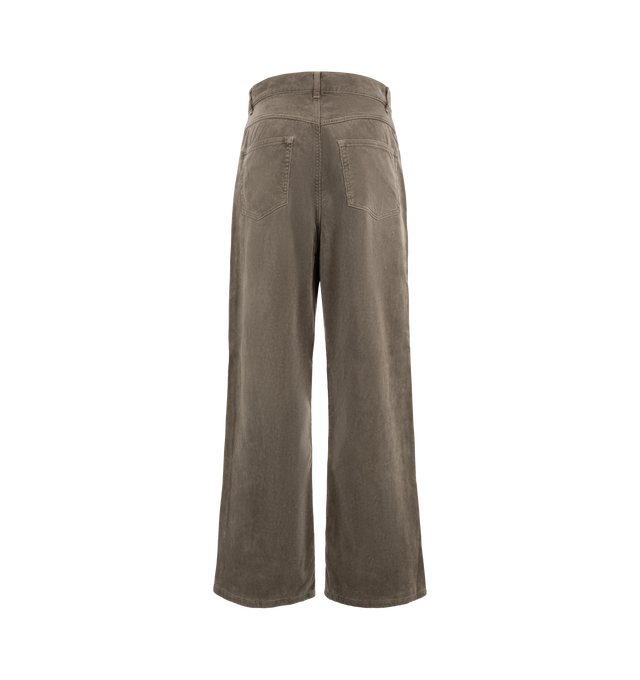 Image 2 of 3 - BROWN - Auralee Women's Garment-Dyed Finx Corduroy 5-Pocket Wide Pants are crafted from premium Egyptian Finx cotton corduroy and feature a wide-fit silhouette, a straight-leg cut, and classic five-pocket styling. Designed to showcase the exceptional softness and smooth texture of Finx extra-long staple cotton, the fabric retains its refined hand and luxurious appearance even after garment dyeing, while developing rich depth and character through the finishing process. Main Material: 100% Cot 