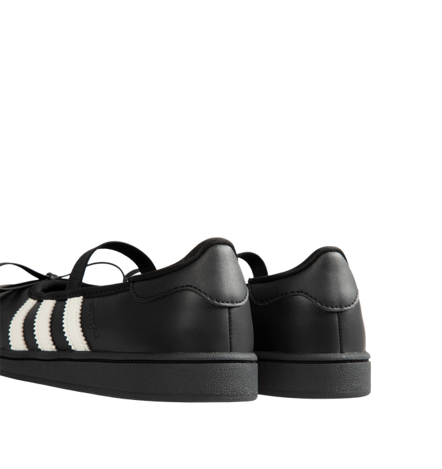 Image 4 of 6 - BLACK - Adidas Women's Jennie Superstar SQ Ballet Shoes are crafted from leather and feature a low-cut silhouette, a squared shell toe, and an elastic closure for easy entry and a secure fit. Finished with a textile sockliner, signature 3-Stripes, Trefoil branding, Jennie co-branding details, and includes optional shoelaces for customization. Main Material: Leather.  