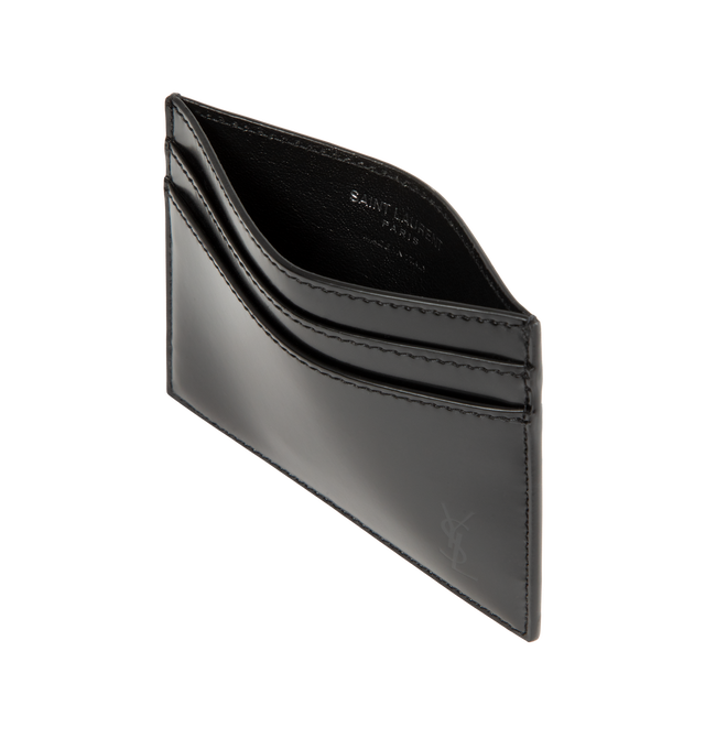 Image 3 of 3 - BLACK - Saint Laurent Mens Card Holder is crafted from leather. Features multiple card slots and gold-tone hardware. Dimensions: 10.5  7.5 cm. Main Material: Leather; Hardware: Gold-Tone Metal. Made in Italy. 