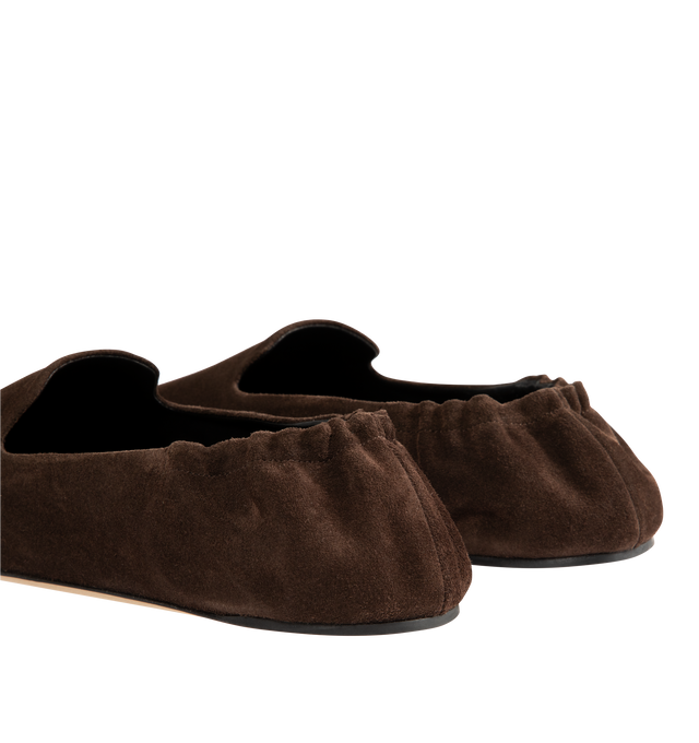 Image 3 of 4 - BROWN - THE ROW Casa Slipper featuring slip-on shoe in soft calfskin suede with round toe, elasticated heel and flexible leather sole. 100% calfskin suede. Lined in 100% lambskin leather. Calfskin leather sole. Made in Italy. 