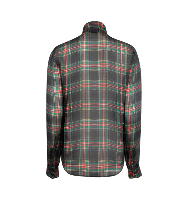 Image 2 of 2 - MULTI - SAINT LAURENT Lavallire Blouse in tartan silk charmeuse featuring a lavallire tie, concealed front button closure, lavallire neck, one-button mitered cuffs and curved hem. 100% silk. Made in Italy. 