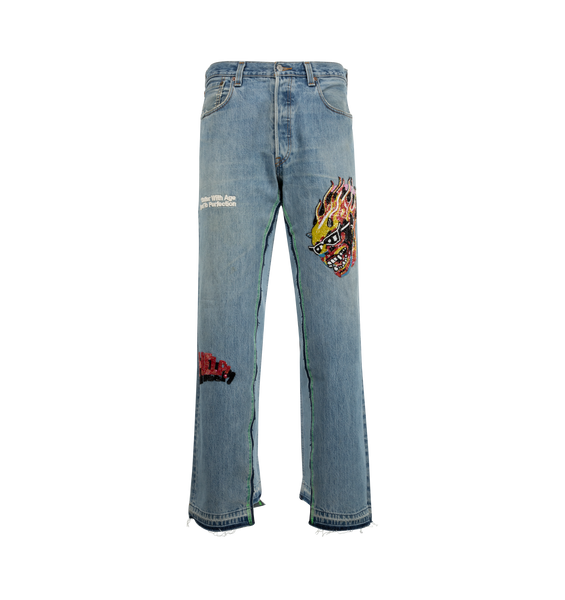 【DEARMINE】Vintage double wide denim A Loves A Vintage Wash High Rise Wide Leg Denim Jeans