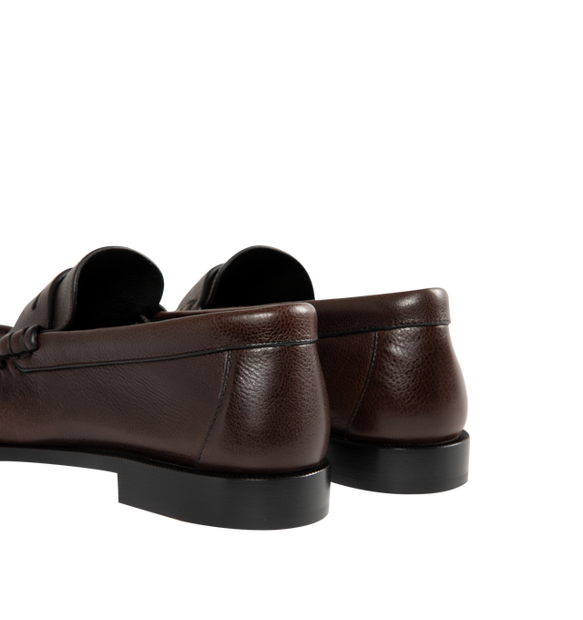 Image 3 of 4 - BROWN - SAINT LAURENT Le Loafer featuring supple penny loafers decorated with the cassandre, hand-stitched moc toe, metal-free tanned leather and leather sole. Calfskin. Made in Italy. 