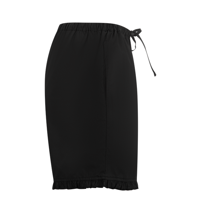 Image 3 of 3 - BLACK - DEIJI STUDIOS Flounce Short featuring an easy pull-on short, flounce hem, gathered elastic waistline, removable waist tie, twin button detail and deep side pockets in mid length for a relaxed fit. 100% organic cotton poplin. 