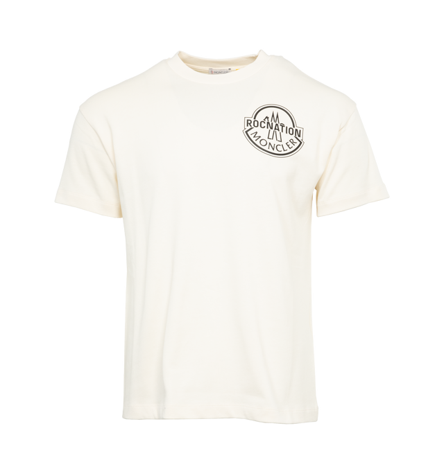 Image 1 of 2 - NEUTRAL - MONCLER GENIUS MONCLER X ROC NATION BY JAY-Z T-SHIRT is short sleeve t-shirt with the combined label of both brands on the top left chest. 100% cotton. 