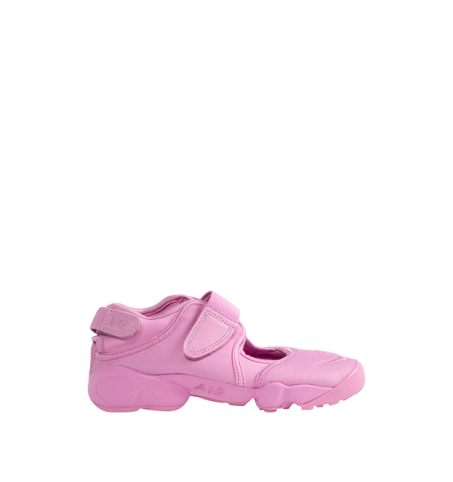Image 1 of 5 - PINK - NIKE Air Rift Sneaker featuring hook-and-loop straps on the midfoot and heel, Nike Air unit in the heel combined with plush foam, rubber detailing on the outsole, upper features a blend of elastane, polyester and nylon materials for a flexible fit and split toe design. 