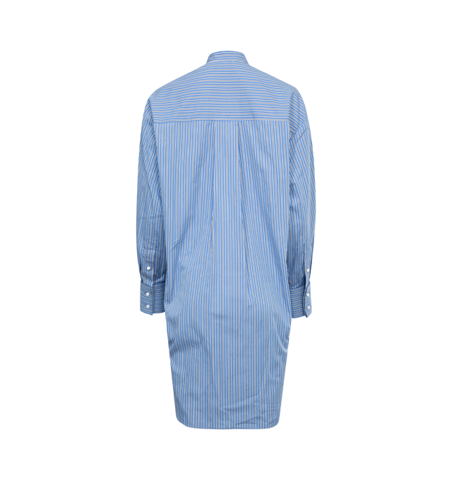BLUE - ISABEL MARANT RINETA DRESS featuring round neck, long sleeves, fitted cuffs, bib, shirttail hem and button-front closure. 100% cotton.