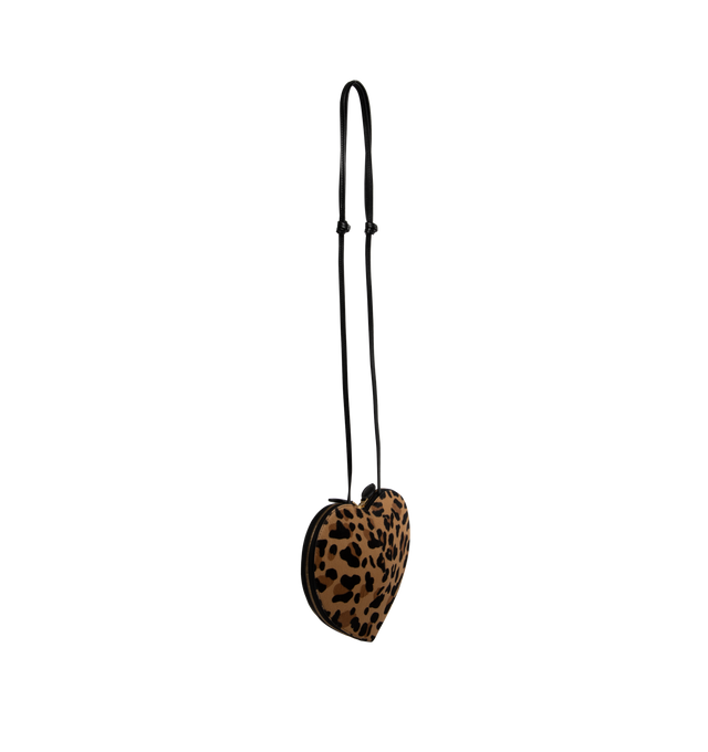 Image 2 of 3 - BROWN - ALAA LE CUR bag signature 3D heart-shaped bag crafted from haircalf leather with leopard pattern.  Featuring zip closure and shoulder or cross body carry thanks to an adjustable strap. Dimensions (cm) : L 21 X H 17 X D 5. Made in Italy. 