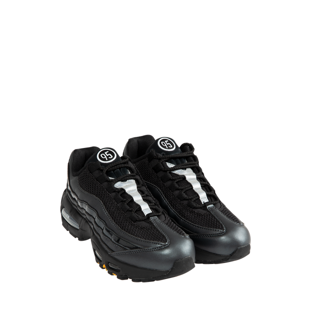 Image 2 of 5 - BLACK - NIKE Air Max 95 Big Bubble Sneaker featuring upper that mixes synthetic leather and textiles for a layered look, visible Max Air cushioning, flex grooves in the midsole and outsole, foam midsole and rubber outsole. 