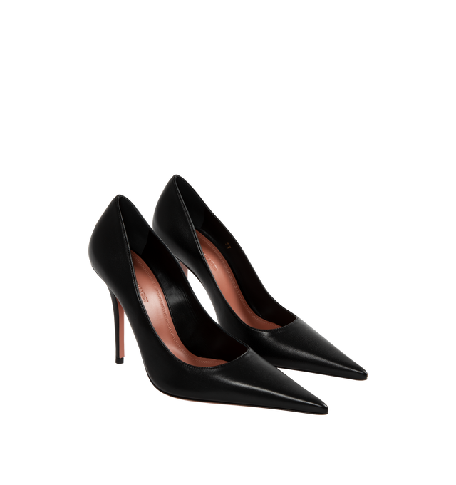 Image 2 of 4 - BLACK - Amina Muaddi Barbara Pumps have pointed toes, slim heels, and a sleek design. 100% Nappa leather. Made in Italy.  