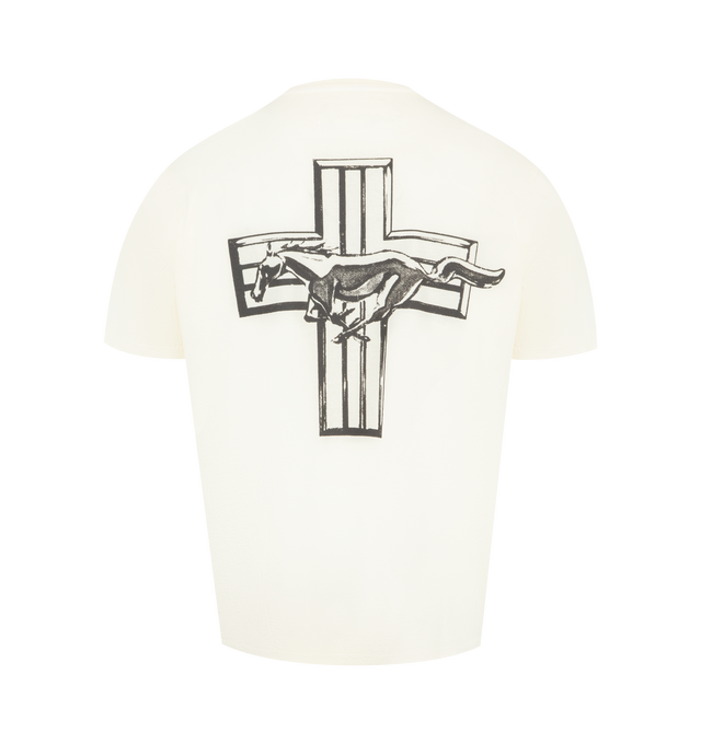 Image 2 of 2 - WHITE - ONE OF THESE DAYS Mustang Cross T-Shirt featuring crewneck, short sleeves and graphic on front and back. 100% cotton. 