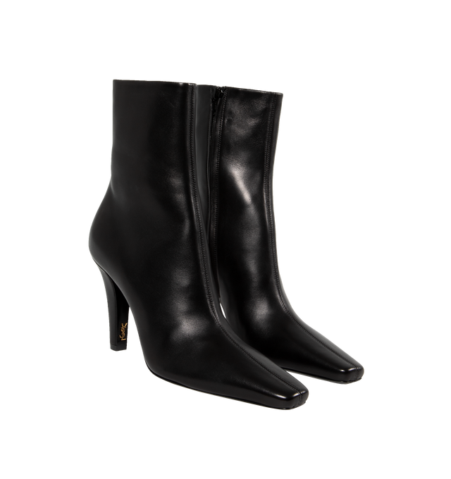 Image 2 of 4 - BLACK - Saint Laurent Josie Booties are a pull-on style and they have square pointed toes. Leather lining and footbed. Made in Italy.  