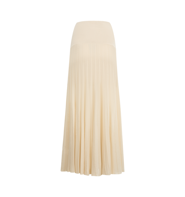 Image 2 of 2 - WHITE - ISABEL MARANT Ezra Skirt featuring pleated crepe knit skirt, wide knit belt, pleated skirt, knit skirt bottom and long flared cut. 52% cotton, 48% viscose. 