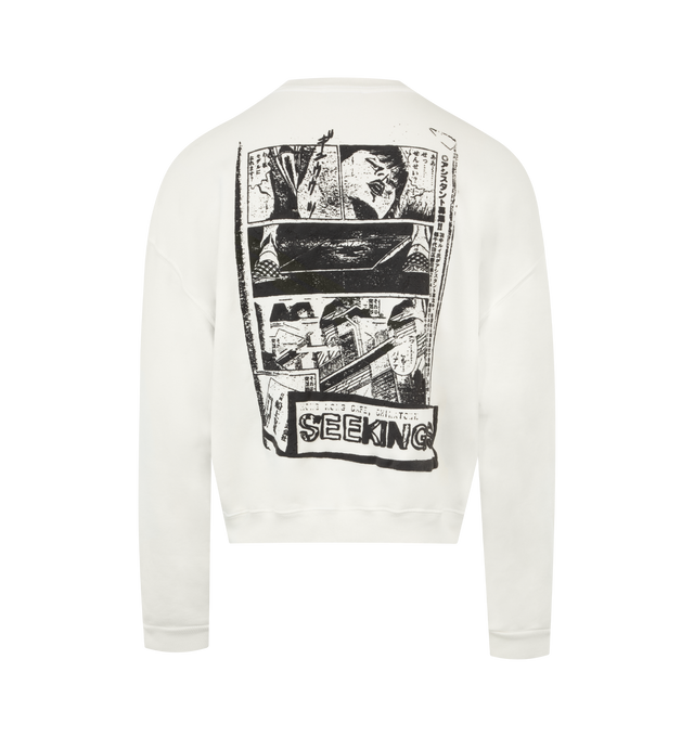 Image 2 of 2 - WHITE - Seekings Script Logo Sweatshirt has a crew neck, printed graphic artwork, and ribbed trims. 100% cotton. Made in USA.  