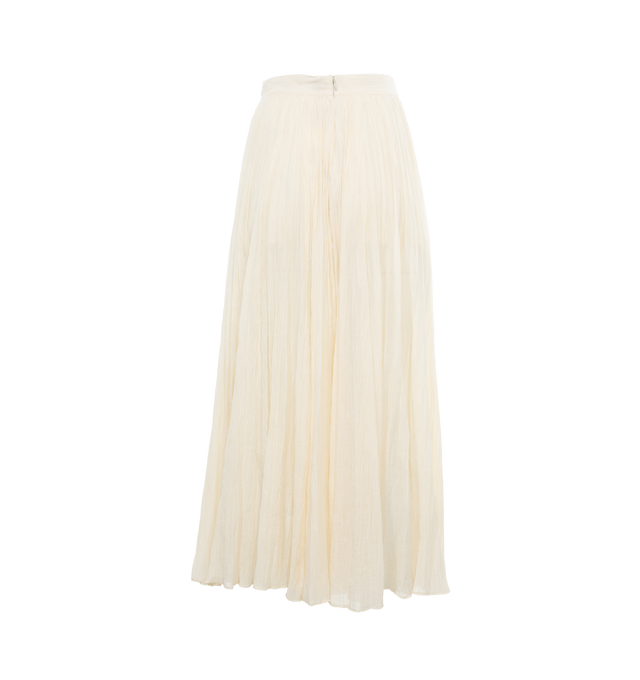 Image 2 of 3 - WHITE - TOTEME Crinkled Pliss Skirt featuring semi-sheer, crinkled fabric ,made from a fine organic-cotton blend that is partially lined with an inner skirt and fastened with a concealed zipper. 72% organic cotton, 28% polyamide. 