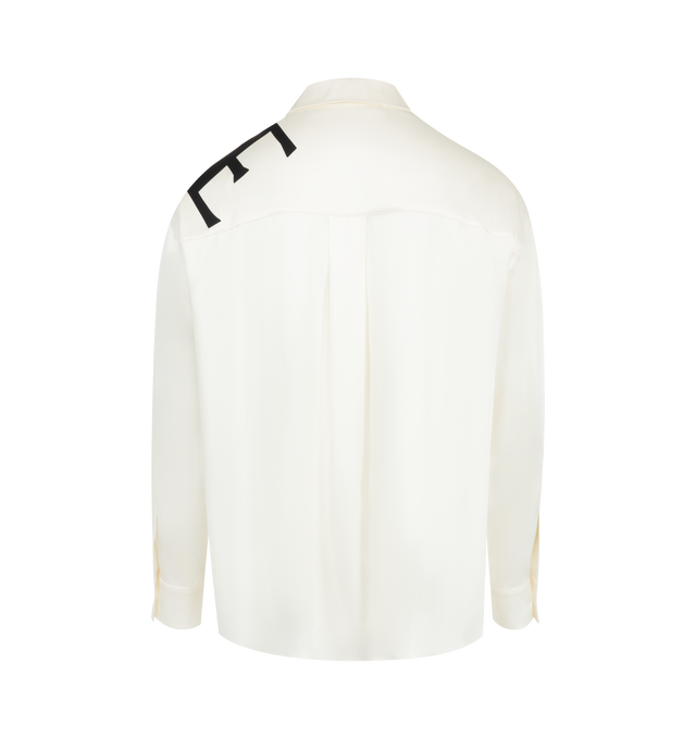 Image 2 of 2 - WHITE - LOEWE Shirt in silk featuring medium-weight silk twill, a placed oversized LOEWE print across the front and back, relaxed fit, regular length, classic collar, button front fastening and buttoned cuffs. Silk. Made in Portugal. 