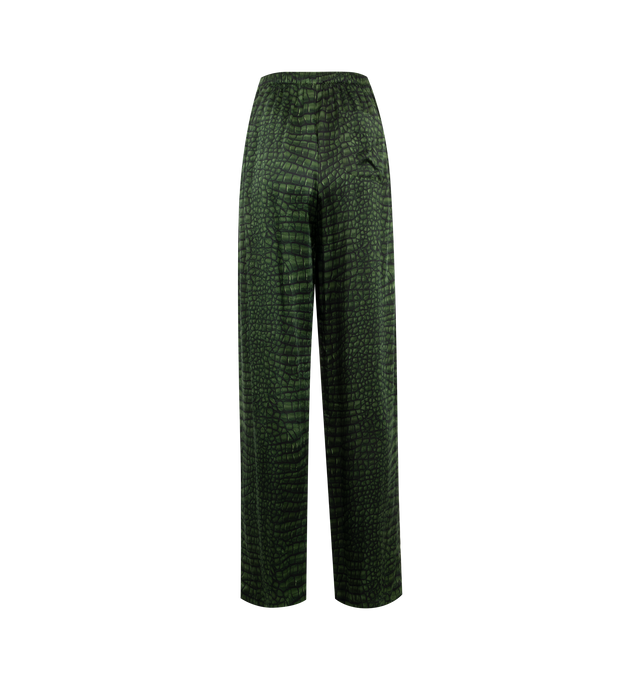 Image 2 of 3 - GREEN - Balenciaga Pyjama Pants in green croc pattern silk satin featuring a mid-waist, elasticated waistband, 2 slash pockets, and 1 patch pocket at back. Made in Italy.Main material: 100% silk. 