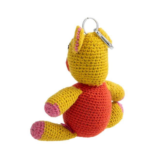 Image 2 of 2 - MULTI - THE ELDER STATESMAN Crochet Teddy Bear Keychain Charm featuring 100% cashmere shell with cotton fill. 